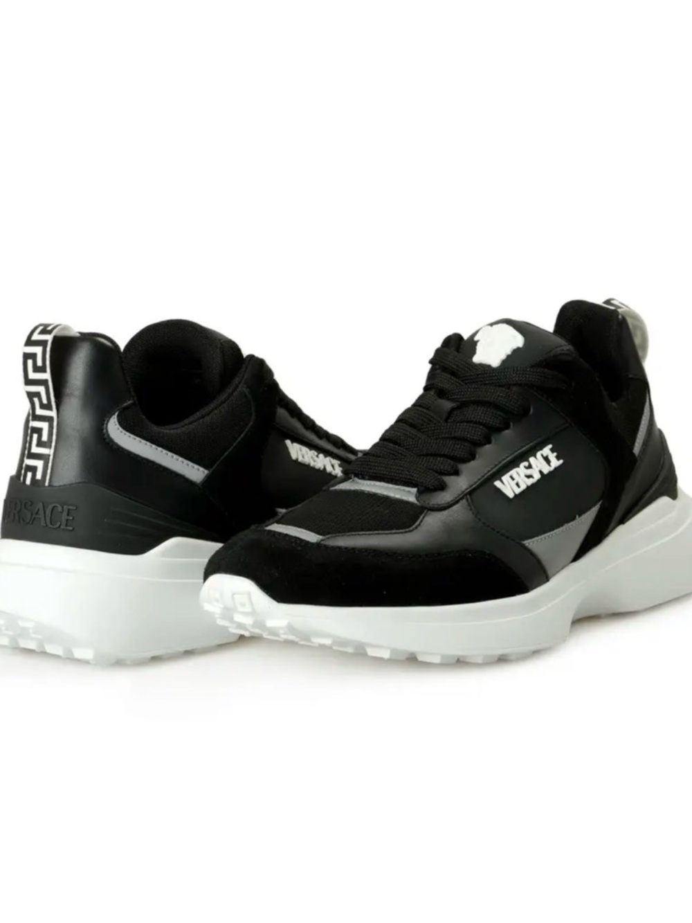 VERSACE Shoes Black Canvas Quad Fabric Medusa Low Top Sneaker